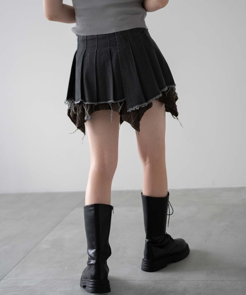 WEGO（ウィゴー）の「DISPARK/タックダメージミニスカート（スカート・レディース・ブラック/チャコール・FREE）」の6枚目の写真