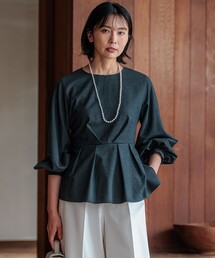 新品未使用　23区　バックサテンアムンゼン ボウタイ付き 2WAY ブラウス セール】【吸水速乾/UVケア/防シワ性】バックサテンアムンゼン