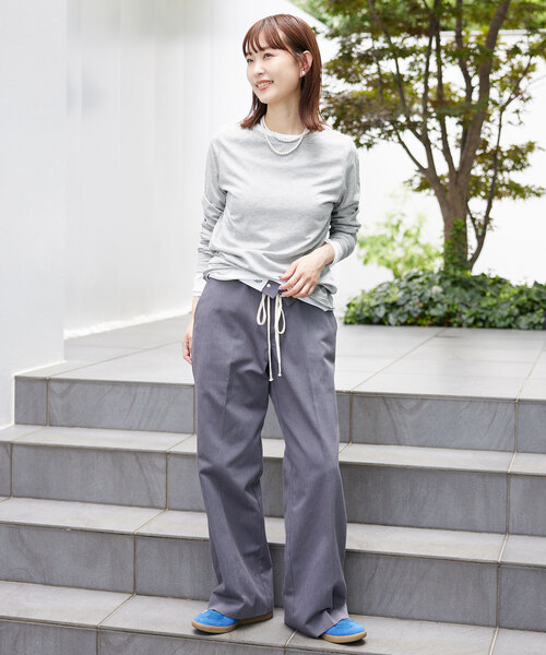 SLOBE IENA（スローブイエナ）の「T/C天竺ベーシックロンTEE（Tシャツ/カットソー・レディース・グレー/ホワイト/ダークブルー・FREE）」の9枚目の写真