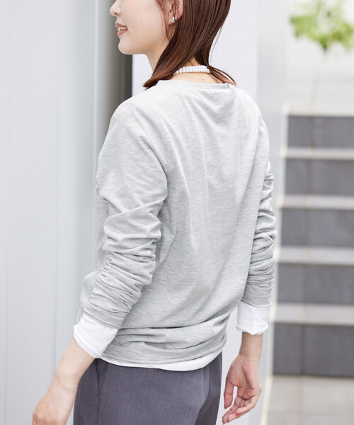 SLOBE IENA（スローブイエナ）の「T/C天竺ベーシックロンTEE（Tシャツ/カットソー・レディース・グレー/ホワイト/ダークブルー・FREE）」の15枚目の写真