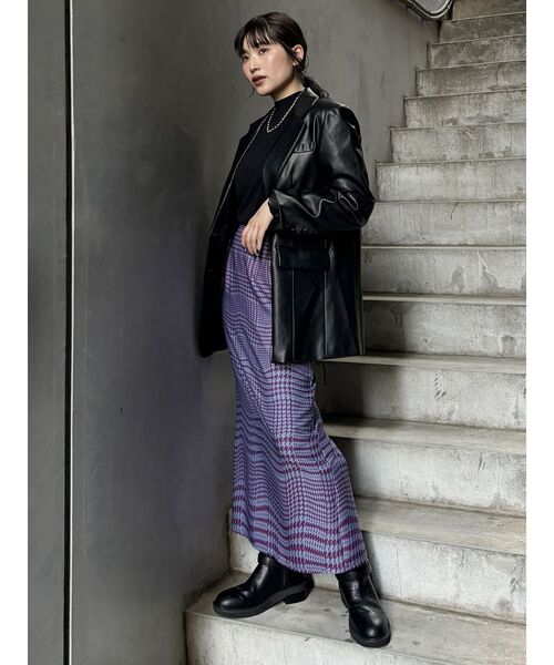 MURUA（ムルーア）の「ウェーブチェックナロースカート（スカート・レディース・パープル/グレー・FREE）」の11枚目の写真