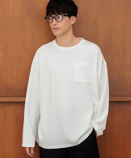 LAKOLE(ラコレ)の「ライトダンボールポケット長袖T / 143055(Tシャツ/カットソー・メンズ・マスタード/アクア/ブラック/ホワイト・MEDIUM/LARGE/X-LARGE)」の2枚目の写真