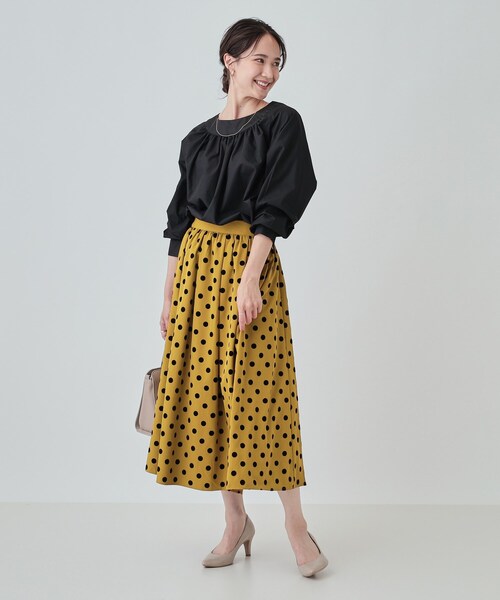 ✴️最終‼️✧︎美品✨激レア❗SCAPAフロッキーペイズリースカート＆レース❁トップス コーデが決まる フロッキードットフレアスカート（マキシ