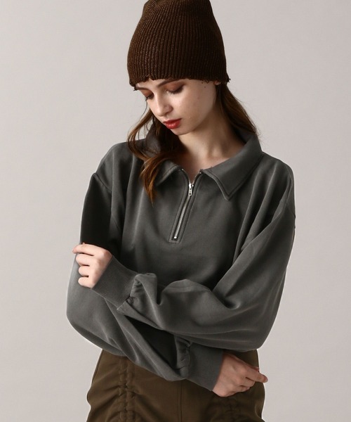 FOREVER 21(フォーエバー トゥエンティーワン)の「【2024FW】ピグメント裏毛ハーフジップスウェット(スウェット・レディース・オフホワイト/ネイビー/グレー/ピンク・FREE)」の3枚目の写真