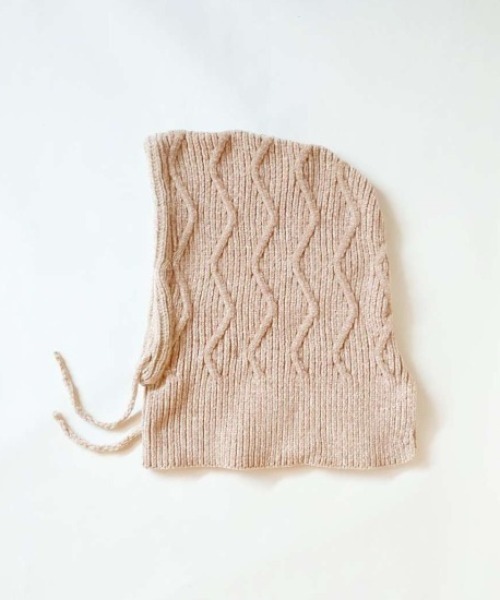 ORIENT MILLINERY(オリエント ミリナリー)の「MALL KNIT BALACLAVA 波編みバラクラバ(ニットキャップ/ビーニー・レディース・ブラック/ベージュ/オレンジ・FREE)」の11枚目の写真