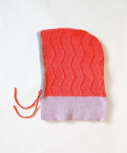 ORIENT MILLINERY(オリエント ミリナリー)の「MALL KNIT BALACLAVA 波編みバラクラバ(ニットキャップ/ビーニー・レディース・ブラック/ベージュ/オレンジ・FREE)」の9枚目の写真