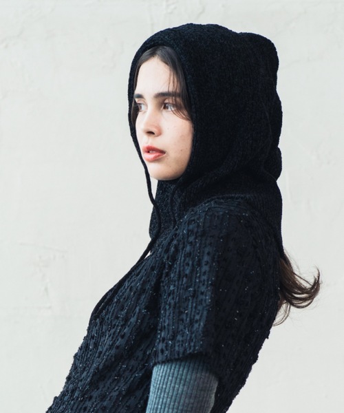 ORIENT MILLINERY(オリエント ミリナリー)の「MALL KNIT BALACLAVA 波編みバラクラバ(ニットキャップ/ビーニー・レディース・ブラック/ベージュ/オレンジ・FREE)」の19枚目の写真