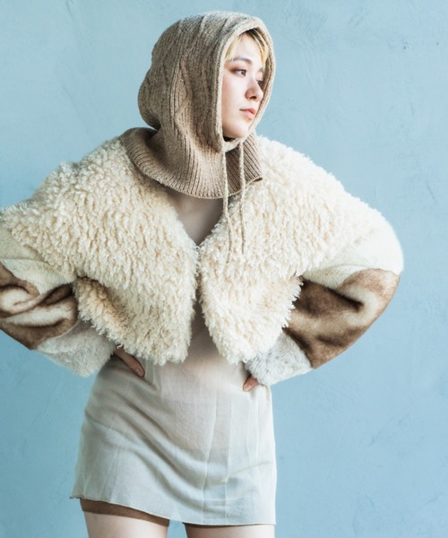 ORIENT MILLINERY(オリエント ミリナリー)の「MALL KNIT BALACLAVA 波編みバラクラバ(ニットキャップ/ビーニー・レディース・ブラック/ベージュ/オレンジ・FREE)」の22枚目の写真