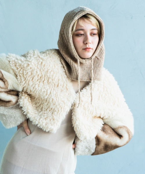 ORIENT MILLINERY(オリエント ミリナリー)の「MALL KNIT BALACLAVA 波編みバラクラバ(ニットキャップ/ビーニー・レディース・ブラック/ベージュ/オレンジ・FREE)」の21枚目の写真