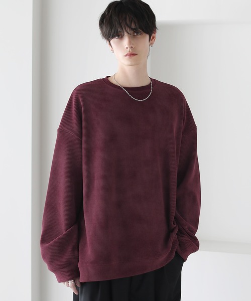 ETELIO（エテリオ）の「【25AW】カットコーデュロイ/ヴィンテージ加工クルーネックプルオーバー（スウェット・メンズ・ブラウン/ブラック/ブルーグレー/アイボリー/グレー/ワイン/グリーン/ブルー/ブラック系/ブルー系/ワイン系/ブラウン系・L/M/S/XL）」の12枚目の写真