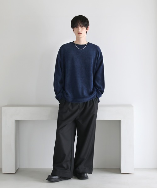 ETELIO（エテリオ）の「【25AW】カットコーデュロイ/ヴィンテージ加工クルーネックプルオーバー（スウェット・メンズ・ブラウン/ブラック/ブルーグレー/アイボリー/グレー/ワイン/グリーン/ブルー/ブラック系/ブルー系/ワイン系/ブラウン系・L/M/S/XL）」の15枚目の写真