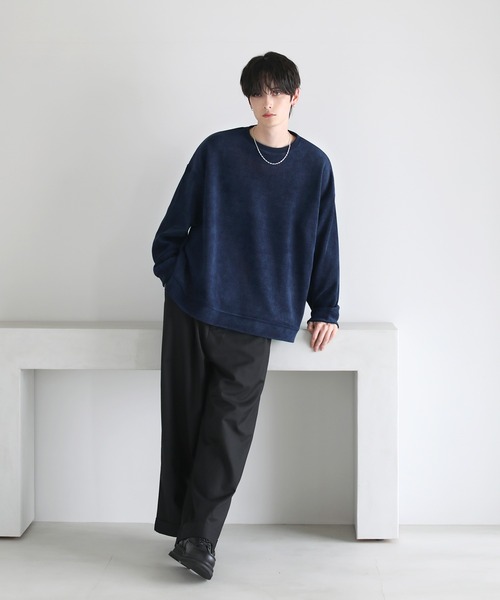 ETELIO（エテリオ）の「【25AW】カットコーデュロイ/ヴィンテージ加工クルーネックプルオーバー（スウェット・メンズ・ブラウン/ブラック/ブルーグレー/アイボリー/グレー/ワイン/グリーン/ブルー/ブラック系/ブルー系/ワイン系/ブラウン系・L/M/S/XL）」の16枚目の写真