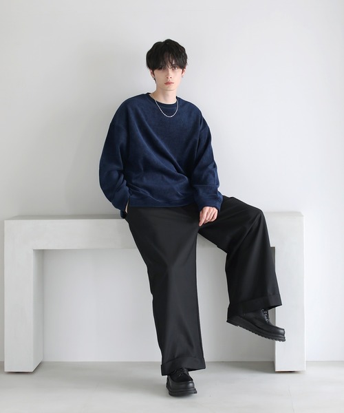 ETELIO（エテリオ）の「【25AW】カットコーデュロイ/ヴィンテージ加工クルーネックプルオーバー（スウェット・メンズ・ブラウン/ブラック/ブルーグレー/アイボリー/グレー/ワイン/グリーン/ブルー/ブラック系/ブルー系/ワイン系/ブラウン系・L/M/S/XL）」の17枚目の写真