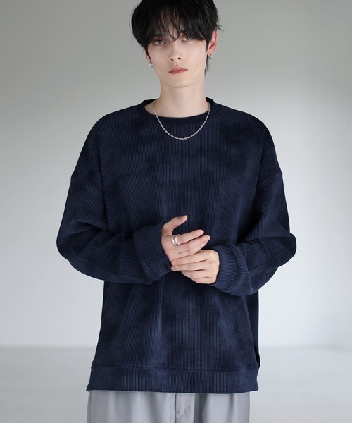 ETELIO（エテリオ）の「【25AW】カットコーデュロイ/ヴィンテージ加工クルーネックプルオーバー（スウェット・メンズ・ブラウン/ブラック/ブルーグレー/アイボリー/グレー/ワイン/グリーン/ブルー/ブラック系/ブルー系/ワイン系/ブラウン系・L/M/S/XL）」の19枚目の写真