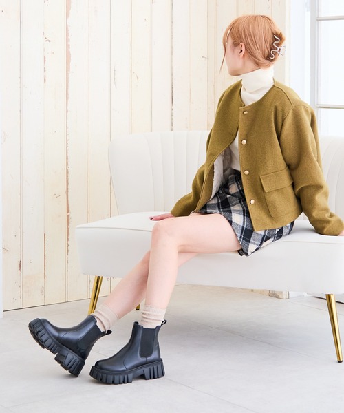 attagirl(アタガール)の「厚底サイドゴアブーツ(ブーツ・レディース・ブラック/アイボリー・S/M/L/LL/3L)」の9枚目の写真