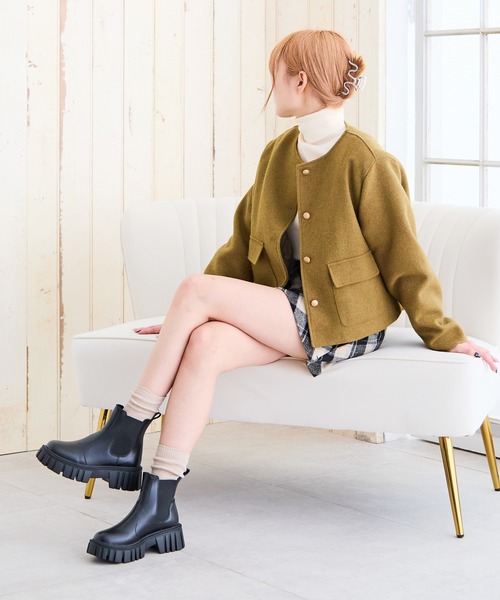 attagirl(アタガール)の「厚底サイドゴアブーツ(ブーツ・レディース・ブラック/アイボリー・S/M/L/LL/3L)」の10枚目の写真