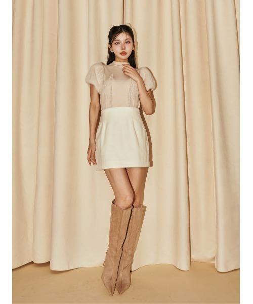 Darich（ダーリッチ）の「ファースリーブDDニットトップス（ニット/セーター・レディース・ベージュ/ブラック/グレー・FREE）」の5枚目の写真