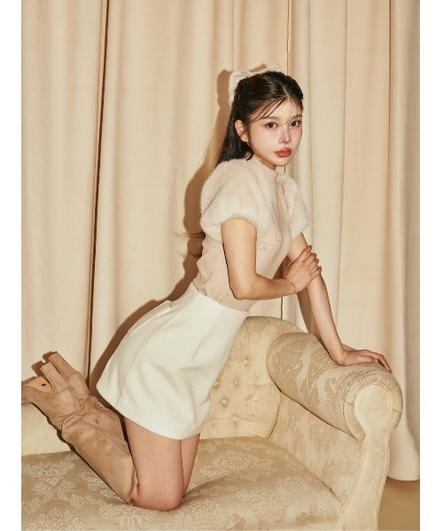 Darich（ダーリッチ）の「ファースリーブDDニットトップス（ニット/セーター・レディース・ベージュ/ブラック/グレー・FREE）」の6枚目の写真