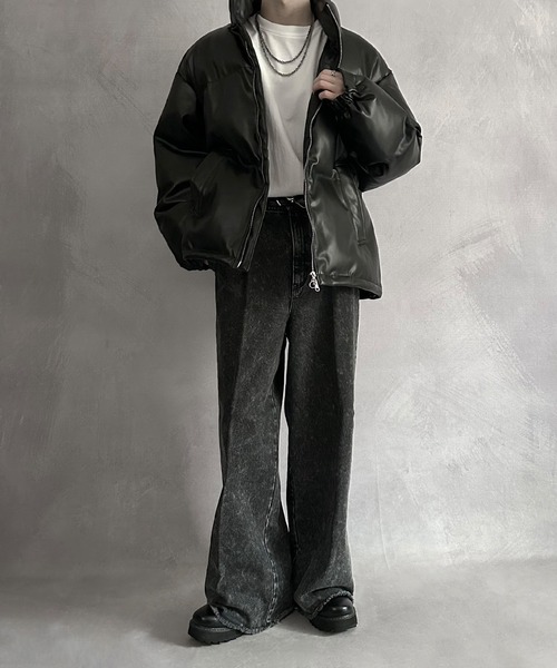 SERACE】Patted volume high neck heat jacket / パテッド