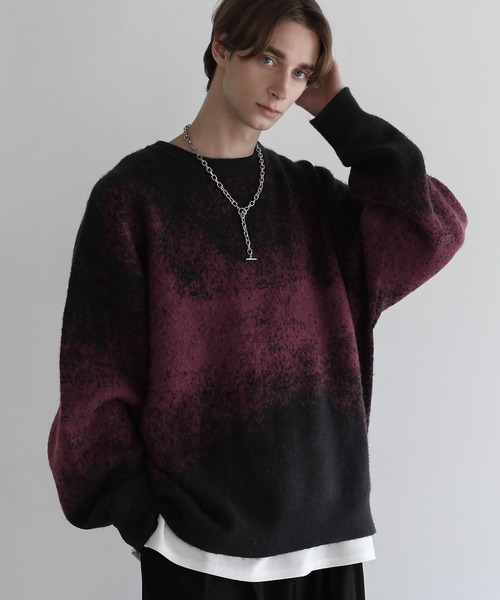 【完売品】モヘアライクルーズシルエットグラデーションニット LILL（リル）の「モヘアライクルーズシルエットグラデーション