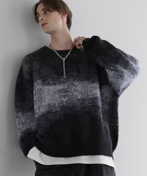 SOCCE(ソーシー)の「モヘアライクルーズシルエットグラデーションニット(ニット/セーター・メンズ・ブラック/ブラウン/チャコール/ブルー/グレー/ワイン/ネイビー・L/M/S/XL)」の13枚目の写真