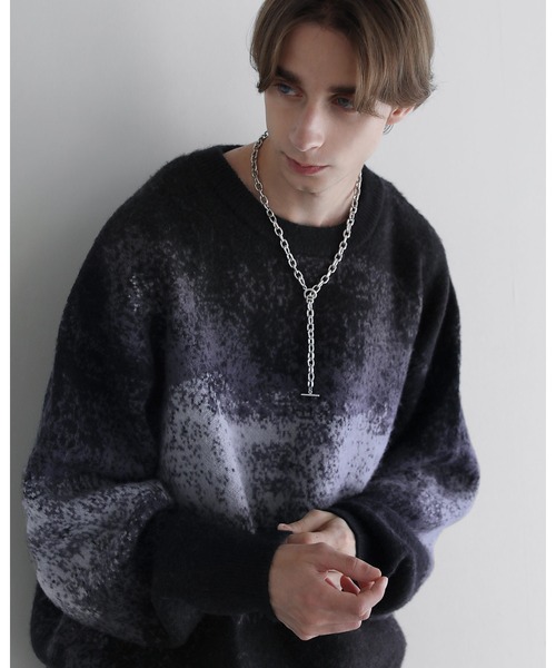 SOCCE　モヘアライクルーズシルエット　 XL グラデーションニット　ブラック モヘアライクルーズシルエットグラデーションニット（ニット/セーター