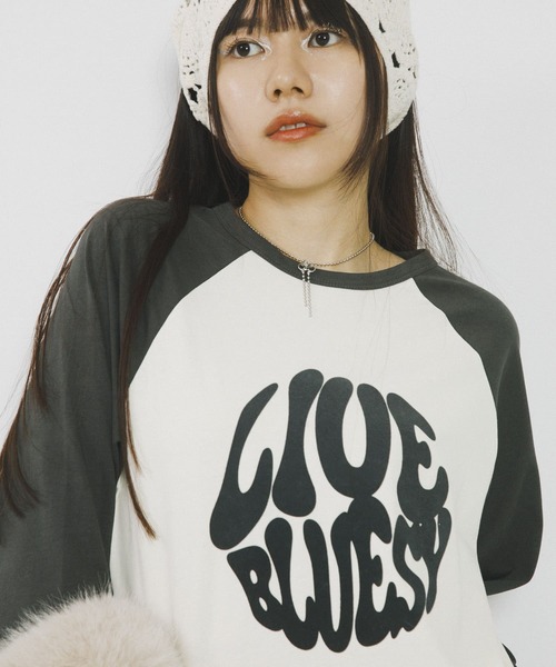 SENSE OF PLACE by URBAN RESEARCH（センスオブプレイスバイアーバンリサーチ）の「『別注』さらさ×SENSE OF PLACE　バイカラーラグランロングTシャツ（Tシャツ/カットソー・レディース・ブラウン/アイボリー/ミント・ONE）」の7枚目の写真