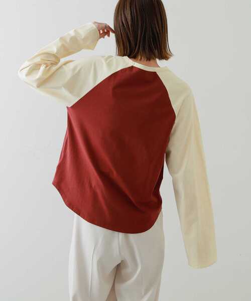 SENSE OF PLACE by URBAN RESEARCH（センスオブプレイスバイアーバンリサーチ）の「『別注』さらさ×SENSE OF PLACE　バイカラーラグランロングTシャツ（Tシャツ/カットソー・レディース・ブラウン/アイボリー/ミント・ONE）」の12枚目の写真