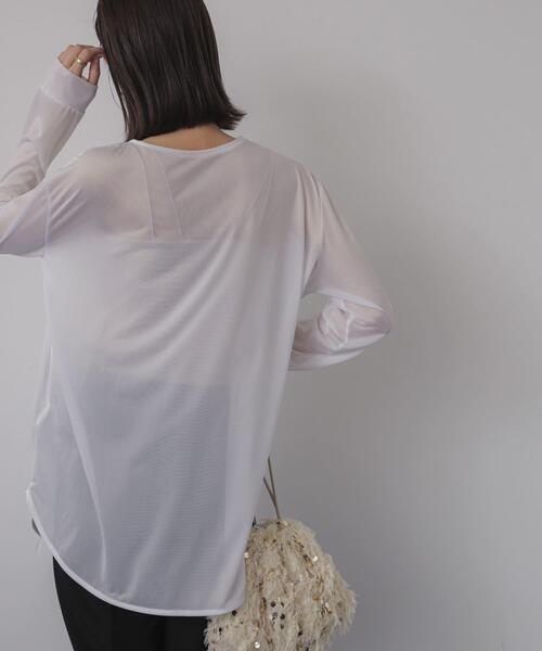 SENSE OF PLACE by URBAN RESEARCH(センスオブプレイスバイアーバンリサーチ)の「ラウンドテールシアールーズトップ(Tシャツ/カットソー・レディース・ネイビー/ブラック/オフホワイト・ONE)」の20枚目の写真
