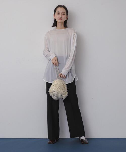 SENSE OF PLACE by URBAN RESEARCH(センスオブプレイスバイアーバンリサーチ)の「ラウンドテールシアールーズトップ(Tシャツ/カットソー・レディース・ネイビー/ブラック/オフホワイト・ONE)」の21枚目の写真