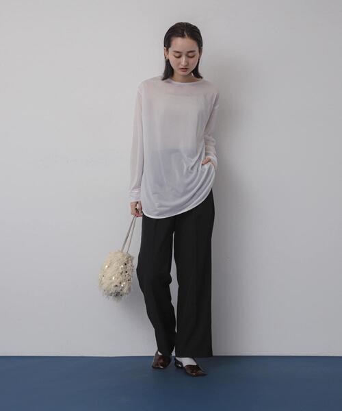 SENSE OF PLACE by URBAN RESEARCH(センスオブプレイスバイアーバンリサーチ)の「ラウンドテールシアールーズトップ(Tシャツ/カットソー・レディース・ネイビー/ブラック/オフホワイト・ONE)」の22枚目の写真
