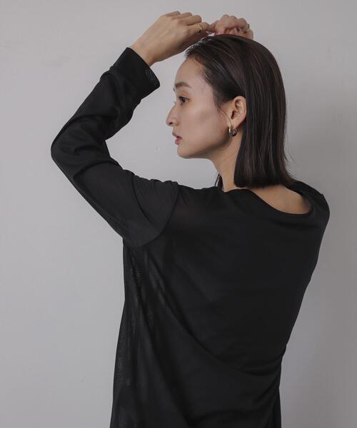 SENSE OF PLACE by URBAN RESEARCH(センスオブプレイスバイアーバンリサーチ)の「ラウンドテールシアールーズトップ(Tシャツ/カットソー・レディース・ネイビー/ブラック/オフホワイト・ONE)」の6枚目の写真