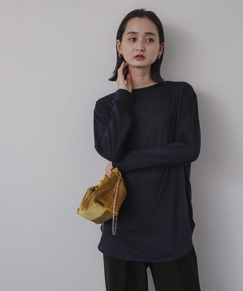 SENSE OF PLACE by URBAN RESEARCH(センスオブプレイスバイアーバンリサーチ)の「ラウンドテールシアールーズトップ(Tシャツ/カットソー・レディース・ネイビー/ブラック/オフホワイト・ONE)」の11枚目の写真