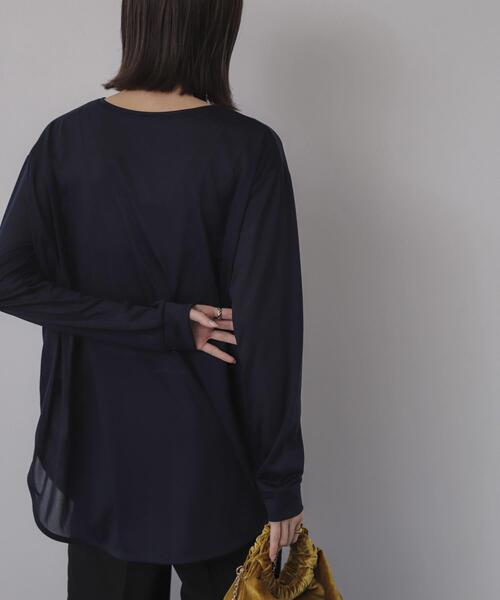 SENSE OF PLACE by URBAN RESEARCH(センスオブプレイスバイアーバンリサーチ)の「ラウンドテールシアールーズトップ(Tシャツ/カットソー・レディース・ネイビー/ブラック/オフホワイト・ONE)」の12枚目の写真