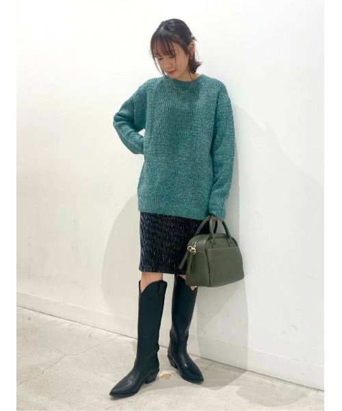 SENSE OF PLACE by URBAN RESEARCH(センスオブプレイスバイアーバンリサーチ)の「『ユニセックス』ローゲージカラーニット(ニット/セーター・メンズ・アイボリー/ライトベージュ/ブラック/ライトブルー/チャコールグレー/ブラウン/グリーン系その他/グリーン・MEDIUM/LARGE)」の11枚目の写真