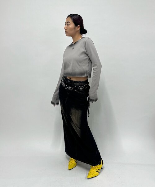 WHO'S WHO gallery(フーズフーギャラリー)の「【SLOPPY/スロッピー】スマッジトップス(Tシャツ/カットソー・レディース・チャコールグレー/ライトグレー・FREE)」の4枚目の写真