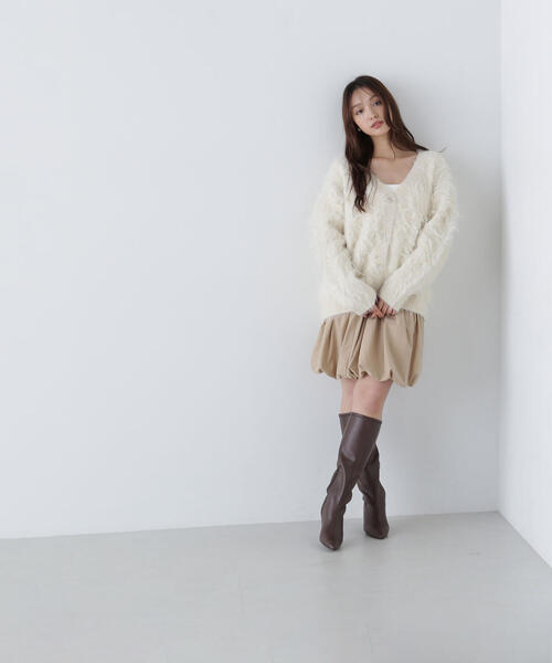 NATURAL BEAUTY BASIC(ナチュラルビューティーベーシック)の「◇Vネック起毛コーディガン(カーディガン/ボレロ・レディース・チャコールグレー/オフホワイト/ベージュ・FREE)」の18枚目の写真
