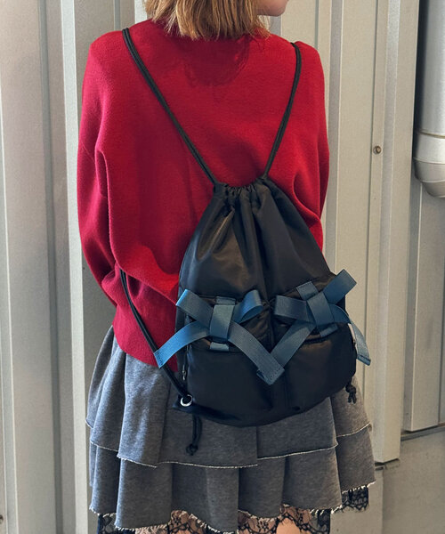CIAOPANIC（チャオパニック）の「テープリボンナイロンナップザック（バックパック/リュック・レディース・ブラック/カーキ・FREE）」の8枚目の写真