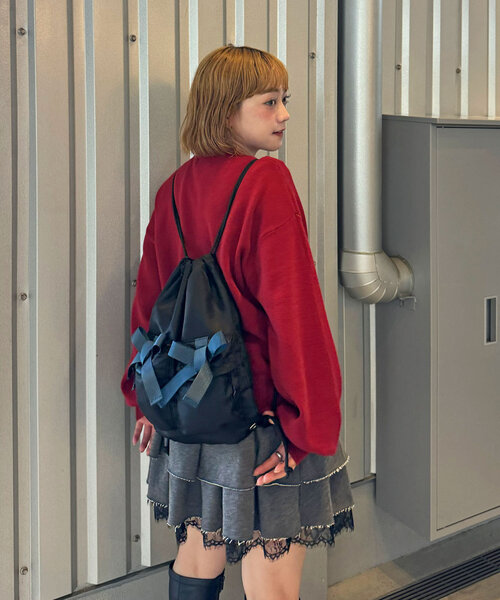 CIAOPANIC（チャオパニック）の「テープリボンナイロンナップザック（バックパック/リュック・レディース・ブラック/カーキ・FREE）」の7枚目の写真