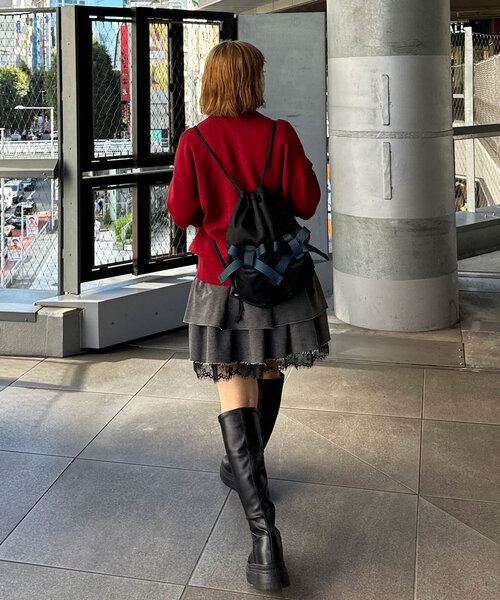 CIAOPANIC（チャオパニック）の「テープリボンナイロンナップザック（バックパック/リュック・レディース・ブラック/カーキ・FREE）」の5枚目の写真