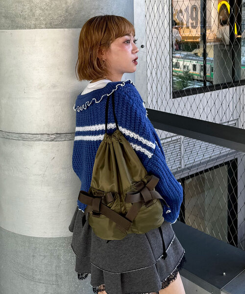 CIAOPANIC（チャオパニック）の「テープリボンナイロンナップザック（バックパック/リュック・レディース・ブラック/カーキ・FREE）」の21枚目の写真