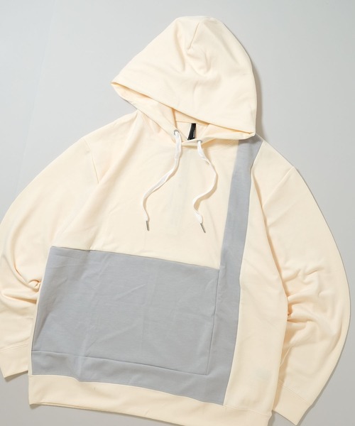 cardboard knit switching hoodie — худи с комбинированной вязаной вставкой и пульовером, редизайн