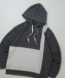 cardboard knit switching hoodie/ダンボールニット 切り替え プルオーバー パーカー レディース メンズ