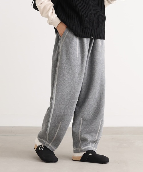 n'OrLABEL(ノアールレーベル)の「裏起毛配色ステッチコクーンパンツ(その他パンツ・レディース・ネイビー/ブラック/杢グレー・2/1)」の2枚目の写真