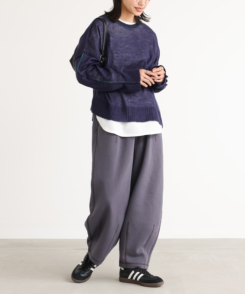 n'OrLABEL(ノアールレーベル)の「裏起毛配色ステッチコクーンパンツ(その他パンツ・レディース・ネイビー/ブラック/杢グレー・2/1)」の8枚目の写真