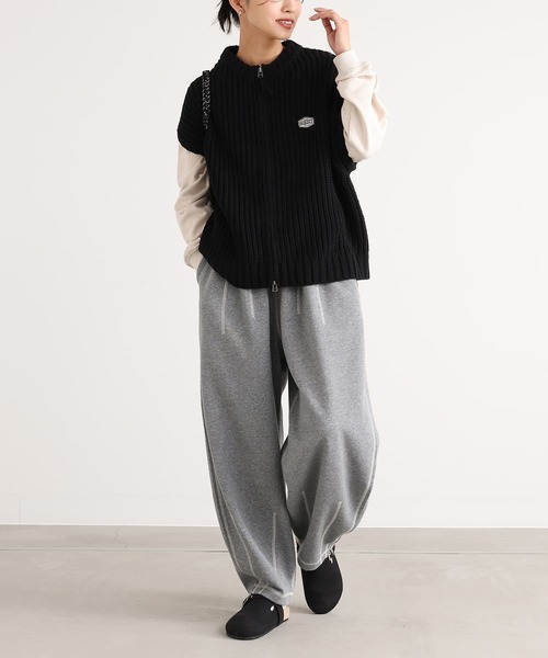 n'OrLABEL(ノアールレーベル)の「裏起毛配色ステッチコクーンパンツ(その他パンツ・レディース・ネイビー/ブラック/杢グレー・2/1)」の9枚目の写真