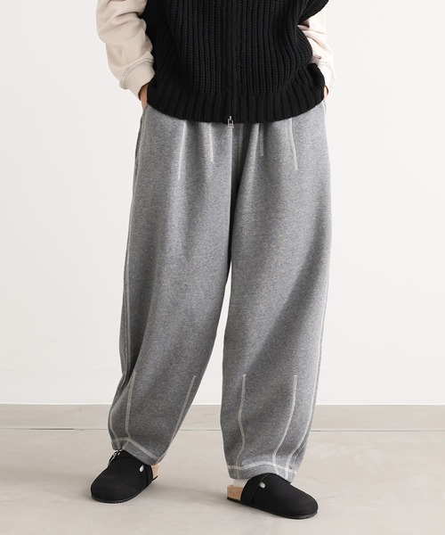 n'OrLABEL(ノアールレーベル)の「裏起毛配色ステッチコクーンパンツ(その他パンツ・レディース・ネイビー/ブラック/杢グレー・2/1)」の10枚目の写真
