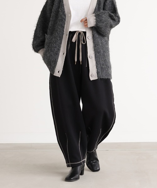 n'OrLABEL(ノアールレーベル)の「裏起毛配色ステッチコクーンパンツ(その他パンツ・レディース・ネイビー/ブラック/杢グレー・2/1)」の12枚目の写真