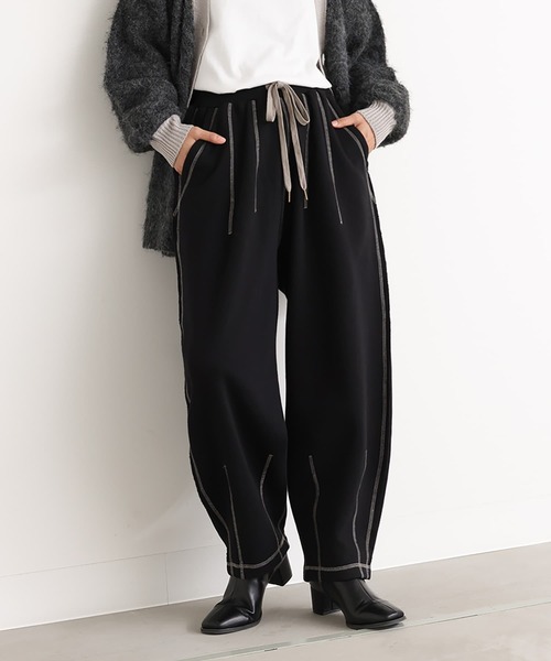 n'OrLABEL(ノアールレーベル)の「裏起毛配色ステッチコクーンパンツ(その他パンツ・レディース・ネイビー/ブラック/杢グレー・2/1)」の13枚目の写真