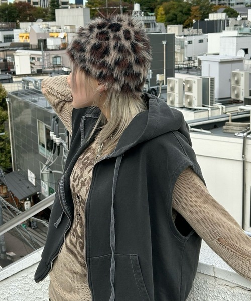 XU（エックスユー）の「【XU】mohair leopard beanie（ニット